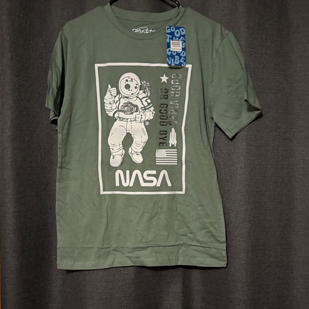 Eighty Eight Kids Short Sleeve Nasa Graphic Tee In Olive Green With White Print